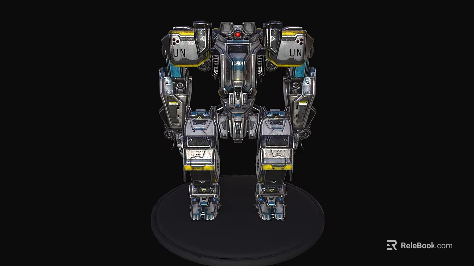 Game Movie Character Robot With UN Logo Metal Armor And Mechanical Structure 3d model 