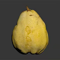 Single Fresh Ripe Yellow Pear on Black Surface with Smooth Skin and Reflection