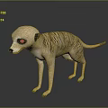Meerkat Standing On Black Surface With Red Eyes And Realistic Fur Details