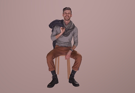 Seat Chair Men Fashion British Style Men 3d model