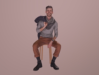 Seat Chair Men Fashion British Style Men 3d model