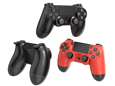 Stylish Black And Red Game Controllers For Entertainment Electronics Use 3d model