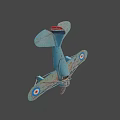 Vintage Turquoise Biplane Toy With Red White Blue Target Logos On Wings And Rust Accents