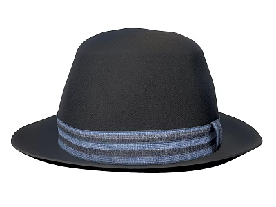 Stylish Black Hat Clothing With Blue Striped Band And Classic Design 3d model