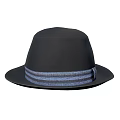 Stylish Black Hat Clothing With Blue Striped Band And Classic Design