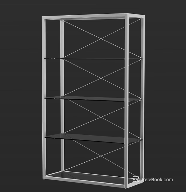Modern Metal Shelving Unit with Black Open Shelves and Sturdy Frame 3d model 