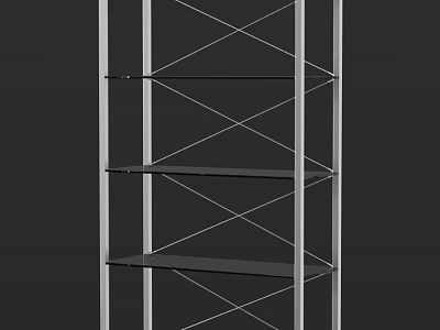 Modern Metal Shelving Unit with Black Open Shelves and Sturdy Frame 3d model