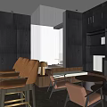 Elegant Clubhouse Interior Design With Glass Partitions Wooden Elements Brown Leather Seats And Green Plants