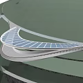 Modern Curved Landscape Bridge Amidst Lush Forest With Glass Roof Design