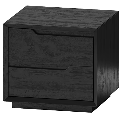 Sleek Modern Black Wooden Nightstand With Two Drawers Bedroom Furniture Design 3d model