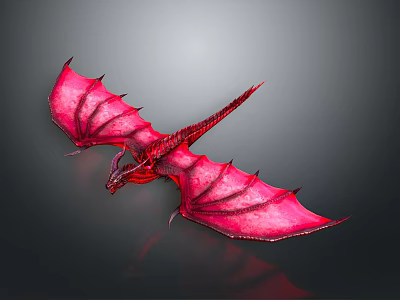 Red Dragon Mythical Creature Character With Majestic Wings In Dark Setting 3d model