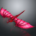 Red Dragon Mythical Creature Character With Majestic Wings In Dark Setting
