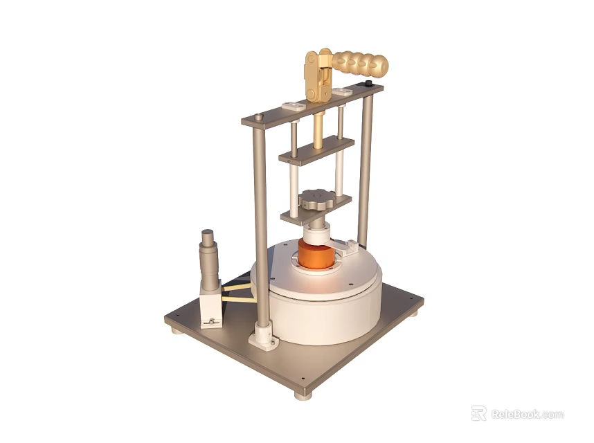 Scientific Experimental Device With Metal Frame White Base And Orange Sphere 3d model 
