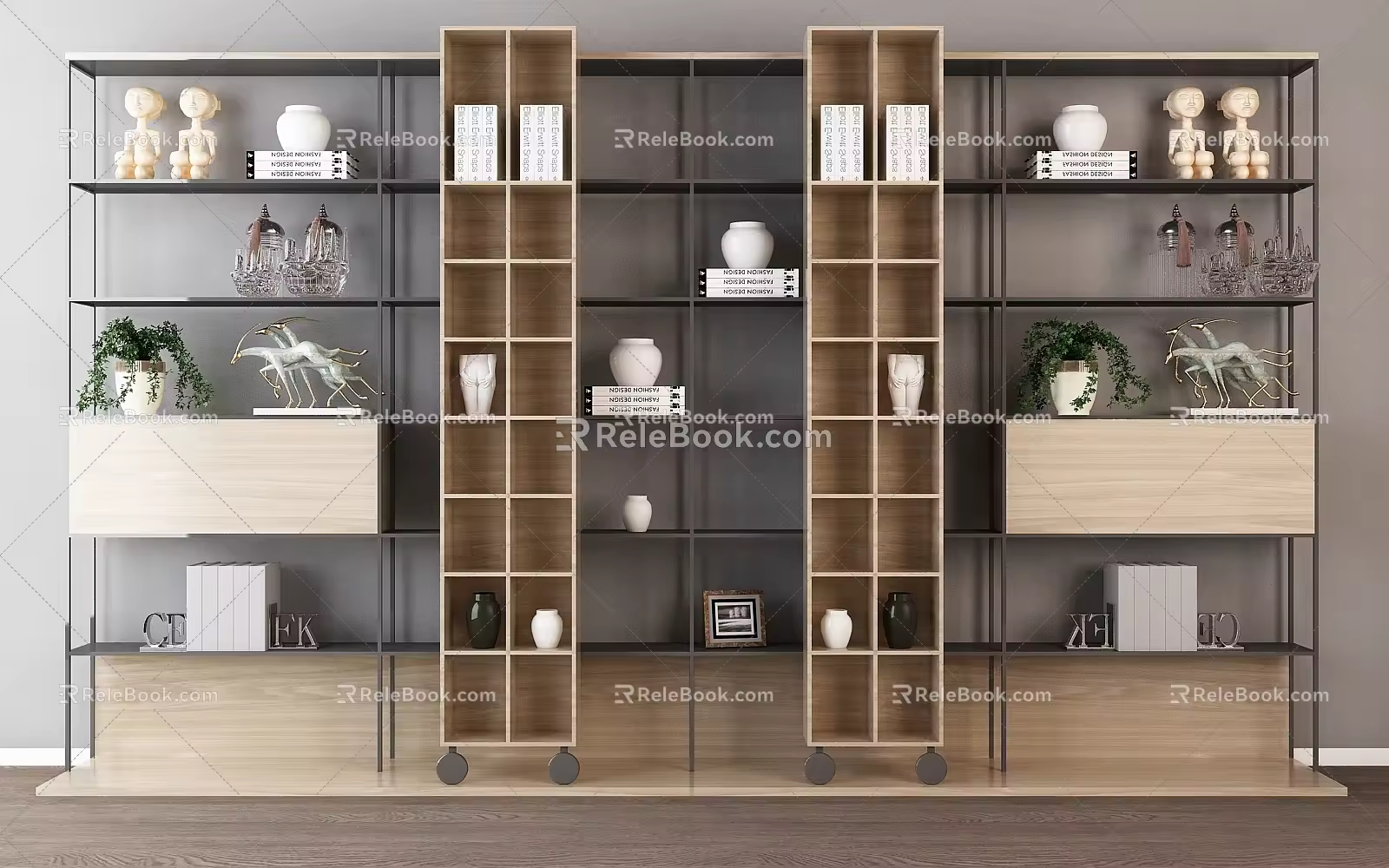 Modern Bookshelf Storage Rack 3d model