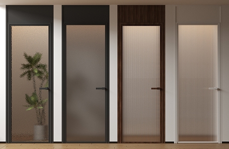 Modern Very Narrow Border Single Open Glass Door Changhong Glass Door Grey Oil Sand Glass Door Frosted Glass Door Toilet Door 3d model