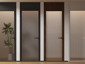 Modern Very Narrow Border Single Open Glass Door Changhong Glass Door Grey Oil Sand Glass Door Frosted Glass Door Toilet Door 3d model