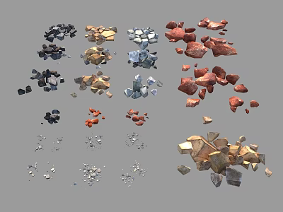 Various Colored Stone Pebbles With Diverse Shapes And Sizes Collection 3d model