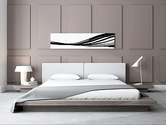 Modern background double bed 3d model