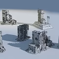 Damaged Building Components from Abandoned High Rise Structures with Collapsed Floors and Exposed Supports