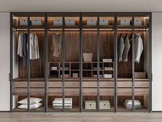 Modern Wardrobe Glass Door Wardrobe 3d model