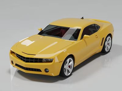 Yellow Two Door Sports Car With Sleek Exterior Design Silver Wheels And Red Interior 3d model