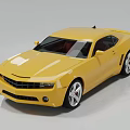 Yellow Two Door Sports Car With Sleek Exterior Design Silver Wheels And Red Interior