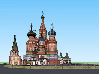 Ancient Russian Architecture Featuring Colorful Onion Domes Spires And Intricate Decorations 3d model