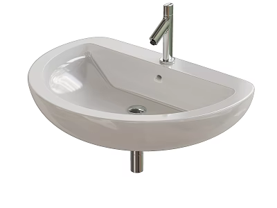 White Wall Mounted Washbasin With Modern Chrome Faucet For Bathroom Interior Design 3d model