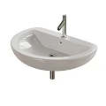 White Wall Mounted Washbasin With Modern Chrome Faucet For Bathroom Interior Design