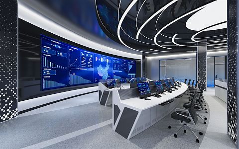 Modern Control Room Command Center 3d model