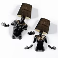 Black Human Torso Shaped Wall Lamps with Lampshades and Detachable Hands Design