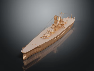 Golden Warship 3D Model With Detailed Deck And Metallic Reflective Surface 3d model