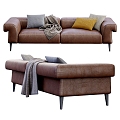 Gianfranco double sofa leather sofa 3d model