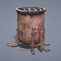 Old Rusty Metal Stove With Legs And Grate For Home Daily Use