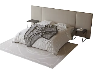 modern double bedside table carpet 3d model