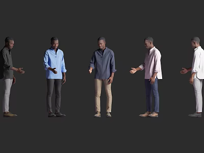 Men Posing in Different Stylish Outfits with Casual Shirts and Pants 3d model