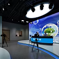 Professional Studio Setup With Presenters Cameras Large Screen And Lighting 3d model