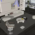 Modern sofa coffee table combination 3d model