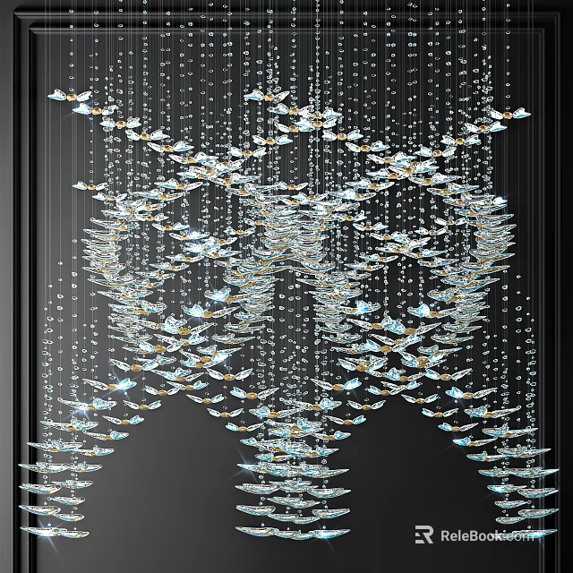 Modern Cascading Crystal Chandelier With Sparkling Layered Crystals For Luxury Interior 3d model 