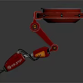 Red Mechanical Arm Equipment With Circular Platform And Robotic Components