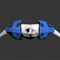 Blue Shoulder Pads Displayed On White Mannequin With Protective Gear Design