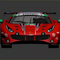 Red Racing Car With Rear Wing Number 48 Sponsor Logos And Streamlined Design