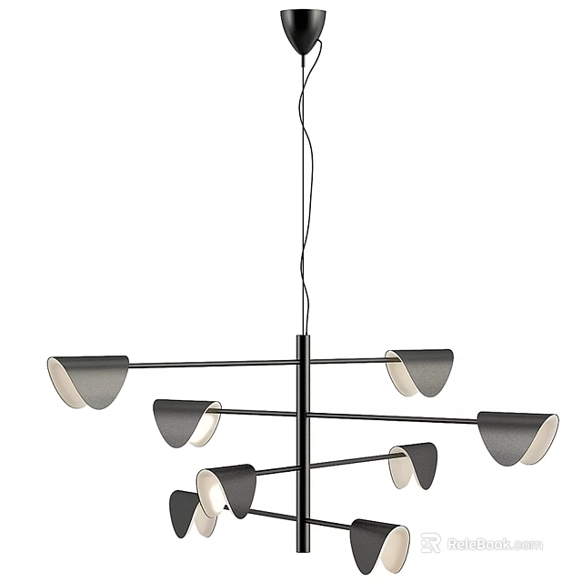 Modern Metallic Multi Arm Chandelier With Shades For Interior Design 3d model