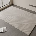 Neutral Modern Square Rug With Geometric Weave Pattern For Indoor Floor 3d model