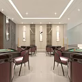 Modern Restaurant Interior Featuring Open Layout Pendant Lights Dining Tables And Marble Floor