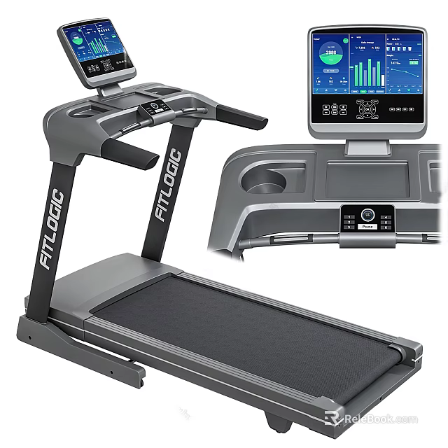 FITLOGIC Treadmill With Display Screen Data Charts Control Panel And Fitness Features 3d model 