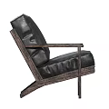 Comfortable Black Leather Leisure Chair With Vintage Wood Frame And Modern Design