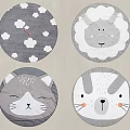 Adorable Round Rugs With Various Cartoon Animal Patterns For Kids Room Decor