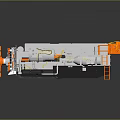 Industrial Manufacturing Equipment With Orange Mechanical Components And Large Structure