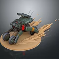 Green Smart Tactical Machine With Cannon Wheels And Sand Splash